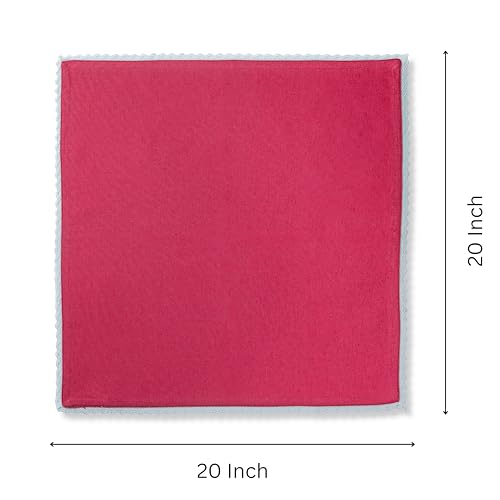 Image of FINGERCRAFT Cloth Napkins Set of 6, 20x20 Inch Cotton Linen Blend Dinner Napkins Lace Trim, Reusable Washable Table Napkins for Wedding, Farmhouse Dining, Parties & Home Decor (Fuchsia)