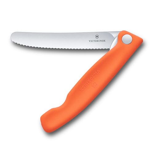 VICTORINOX(ビクトリノックス) ペティナイフ 食洗機対応 細かい波刃が食材を確実に捉える 11cm オレンジ ピクニックナイフ スイスクラシック 6.7839.FC1の商品画像（Amazon）