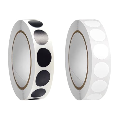 Pegatinas Redondas (2000 Unidades), Pegatinas Redondas Blancas, para Hogar, Aula, Almacén, Oficina, 2 Volúmenes, Negro + Blanco