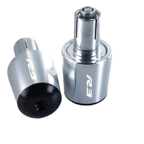 オートバイハンドルバーエンドウェイト オートバイハンドグリップキャップ オートバイCNCハンドルバー ハンドルバーグリップキャップ エンドハンドルプラグキャップ のために R3 2015-2023用(Silver)