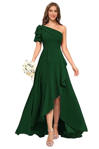 YYXRyyH Chiffon One Shoulder Bridesmaid Dresses Long for Women Ruched