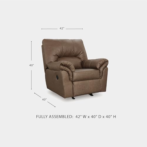 Image of Signature Design by Ashley Faux Leather Manual Rocker Recliner, Caramel