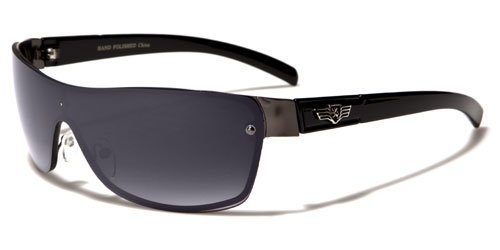 KHAN Men's Fashion Sport Wrap Shield Sunglasses (With Free Microfiber Protective Pouch)