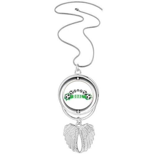 Collier pont de football ailes d'ange pendentif acier inoxydable chaîne homme