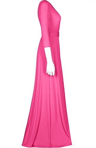 Image of Women's 3 /4 Sleeve Deep V-Neck Maxi Faux Wrap Solid Plus Size Dress