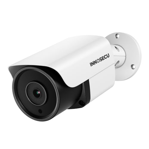 INNOSECU Cámara PoE AI de 8 MP, cámara de vigilancia de seguridad IP Bullet para exteriores, detección de rostros, detección de vehículos humanos, micrófono integrado, lente de 2,8 mm 110°