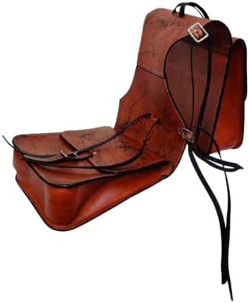 Cowhide Genuine Leather Western Equestrian Trail Simple Horse Saddle Bag Pack Equipment Horse Saddle Bags Tack Set Accessories Size: 10” L x 10” W x 3 ½” D inches' MO-SBAG-181