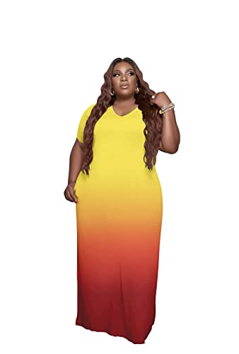 Image of YeGine Oversize Tshirt Dress Plus Size Short Sleeve Maxi Dress with Pockets