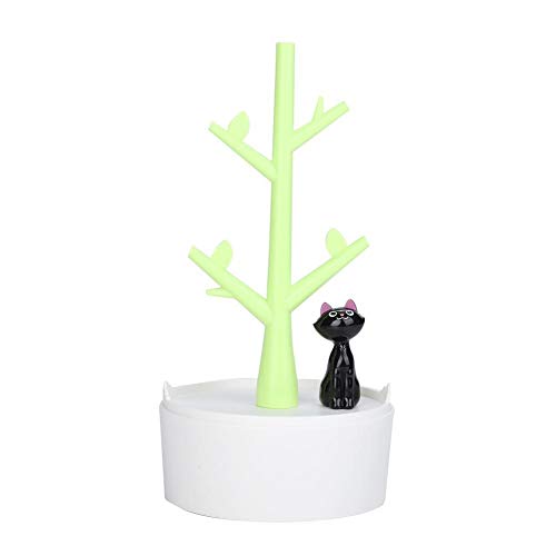 Rockyin Arbre chat de bande dessinée de bijoux stand Boucles d'oreilles Porte-Collier en rack d'affichage Organisateur (vert) Cover