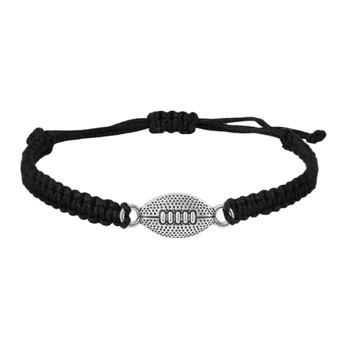 Mikovivi Bracelet de Rugby, Bracelet de Rugby Tressé Ajustable et Tendance Accessoire Bijouterie Élégant Thème du Sport Convient aux Femmes Hommes Joueurs...