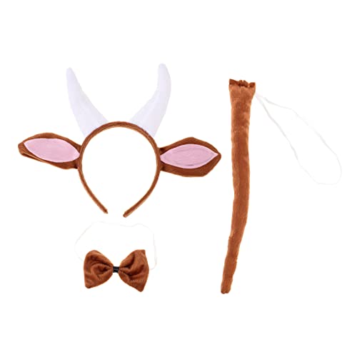 Beaupretty 1 Set Chèvre Bétail Noeud Papillon Corne De Arc Coiffe Fournitures Kits Thème Oreilles Enfants Cerceau Animaux Accessoires Avec Et Bandeau Pour Halloween Animal Cosplay Cover