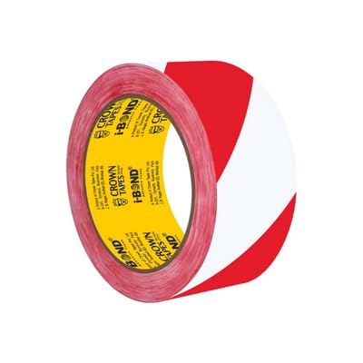 I-BOND® Adhesive Floor Marking Tape | Width 48mm X 20 Meters, Moisture & Water Resistant | Durable, Adhesive Tape For Industrial Use, Area Segmentation | Red And White Colour pack of 1