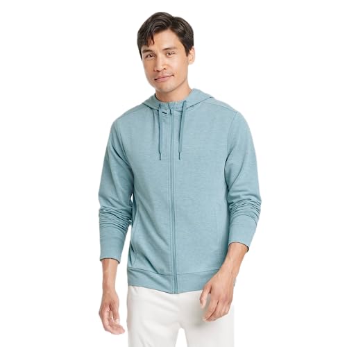 All in Motion Men's Soft Gym Full-Zip Sweatshirt (as1, alpha, m, regular, regular, Heathered Light Blue)