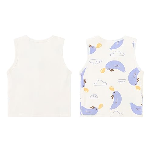 ANIMQUE Baby Kleinkind Doppelseitig Westen Junge Mädchen Baumwoll Ärmellose Kinderweste Jacke Frühling Herbst Strickjacke Oberteil mit Cartoon Muster, Delphin Beige 80