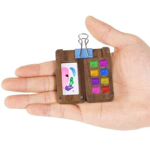 Lnrueg NO 8 Grid Portable Sketchbook Palette, Wood Pocket Paint Tray Palettes With Magnetic Closure, Rectangular Watercolor Palette Painting Tray, Mini Travel Paint Palette thumb #1
