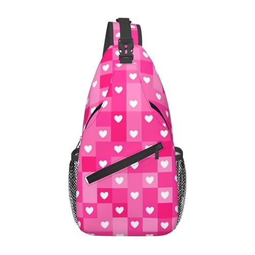 Red Heart Crossbody Sling Backpack Sling Bag Cute Hearts Travel Hiking Chest Bag Daypack for Women Men