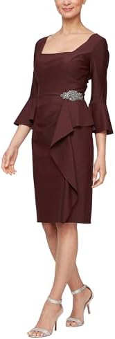 Alex Evenings Women's Slimming Short Sheath 3/4 Sleeve Cocktail D...