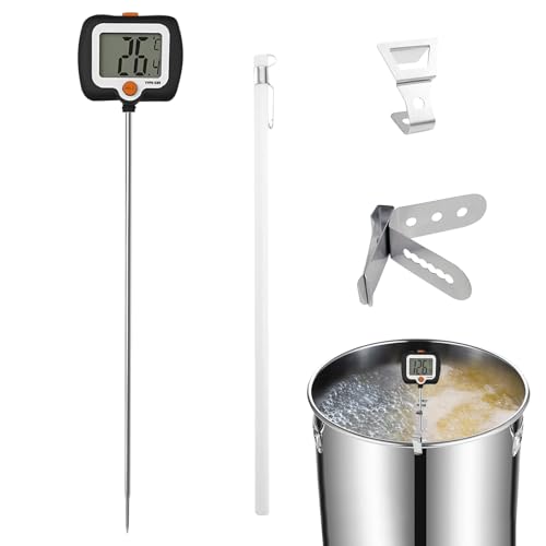 Termómetro para Aceite de Cocina - Medidor De Sonda Larga Con Lectura Instantánea Y Clip Para Olla,Termómetro para Alimentos con Pantalla Giratoria | Para Cocinar Barbacoa Elaboración De
