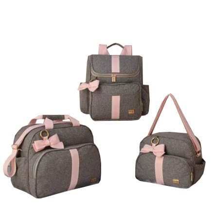 KIt Bolsas Maternidade Mochila Bolsa grande e pequena 3 peças (rosa)