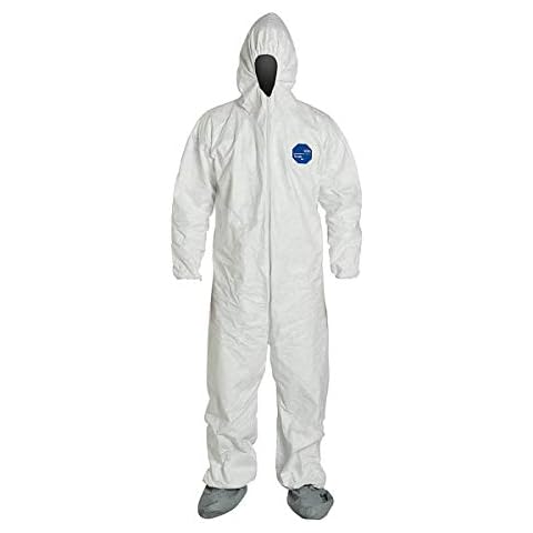 Tyvek Dupont Hooded and Booted Coverall Suit with Elastic Wrists - TY122SWH - Large Cover