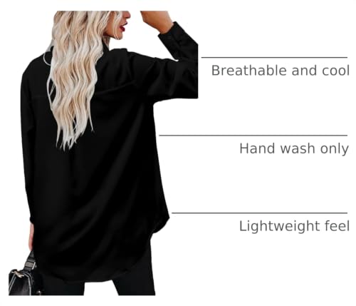 Image of Magritta Women's Shirts Fashion Casual Loose Fit Long Sleeve Button Down Lightweight Collared Blouse Tops