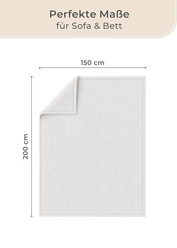 LAYNENBURG Premium Baumwolldecke 150x200 cm - Oeko-TEX 100 - Baumwollmix Kuscheldecke - Decke als Wohndecke, Sofa-Decke & Couchdecke - Wolldecke kuschelig-warm aus Baumwolle (hellgrau)