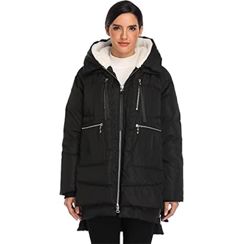 Shanghai Bund Women's Heavy Weight Puffer Coat Thickened Down Jacket Winter Warm Hooded Parka Black X-Small Cover