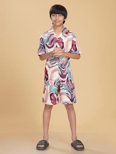 Image of Ninos Dreams Boys Cotton Rayon Halfsleeves Coord Set with Shirt & Shorts /Boys Vacation wear /boys co ord set /Boys Tropical print Shirt & Shorts set /Boys Clothing Set