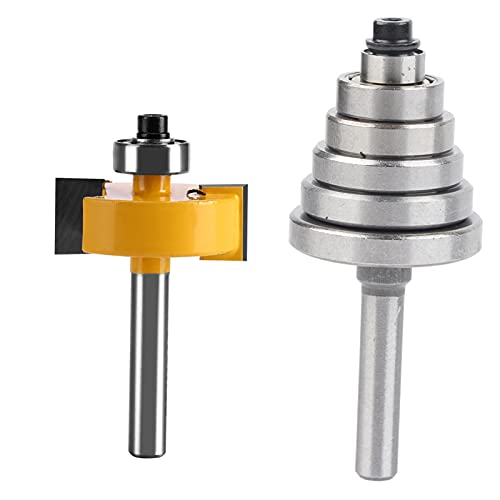 Acouto Bit Bearing 9 * 9 * 4 1 2 H 1 4 Shank Rabbet Router Bit avec 7 Roulements pour contreplaqué de Panneaux de Particules en Bois Massif