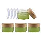 zeoabsy 4 pezzi 30ml verde opaco barattoli di vetro con tappo a vite in plastica, vetro contenitori cosmetici vaso cosmetico di lozione da viaggio,per polvere,balsamo caramella, 4x spatola