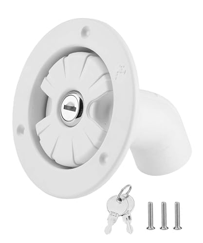 Flaconi Deposito Agua Camper,Tapa del Dispensador de Agua por Gravedad, Llenado de Agua para Vehículos Recreativos con 2 Llaves,Adecuado para Remolque Barco Caravana Camping Autocaravana (Blanco)