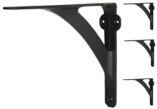 A29 Shelf Brackets, Iron, Black Powder Coat Finish, Set of 4