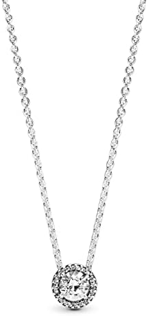 PANDORA Jewelry Round Sparkle Halo Cubic Zirconia Rose Necklace, 17.7"