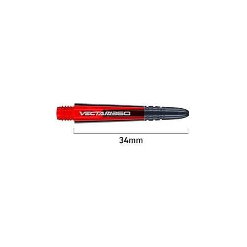 Winmau Dart Shaft - Vecta Blade360 Polycarbonate Dart Stems - 1 Set per Pack (3 Darts Shafts in Total) - Professional Darts Accessories - Red & Black Blade360 Short Shafts - Thumbnail 3