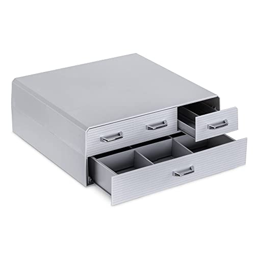Navaris Coffee Pod Holder with 4 Drawers - Compatible with Nespresso, CBTL, K-Cups, Verismo - Capsule Storage Organizer 2-Tier Container Box - Grey