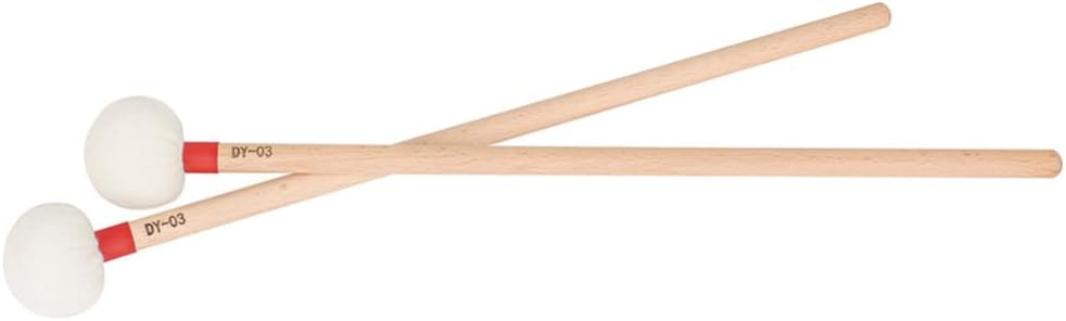 2Pcs Red Felt Drumsticks with Wooden Handle Perfect for Bass Drum and Percussion Instruments - Durable Mallet Sticks for Drummers