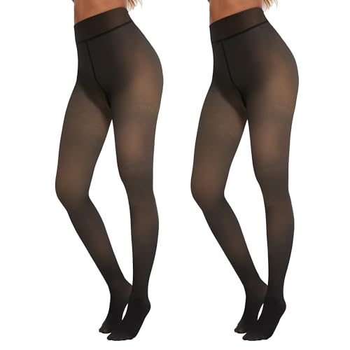 TNNZEET Fleece Lined Tights Women — Pantyhose Colorful Opaque Black Sheer Thermal Winter Warm Leggings Under Dress