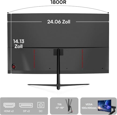 Great voell 27 Zoll Curved Gaming Monitor, QHD 2560 x 1440, 165Hz – Ansicht 5