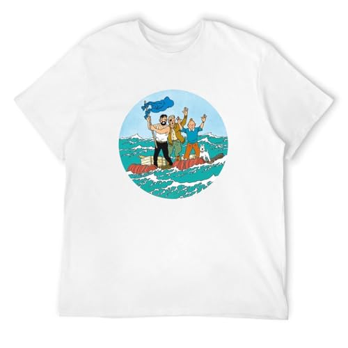 Lightn Tin-Tin Sea Adventure with Captain Haddock - Camiseta para hombre, blanco, 46