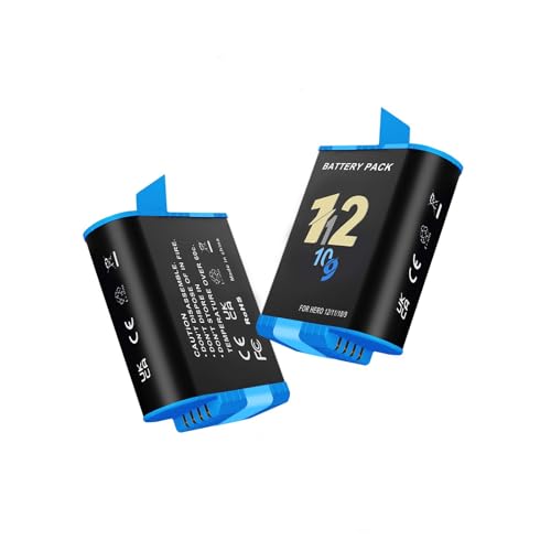 CITYORK (2 Pack) 2000mAh Replacement Battery for .Go-Pro. Hero 12 Hero 11/10/9 Black, Rechargeable Extreme Battery Set Sports Camera Accessories