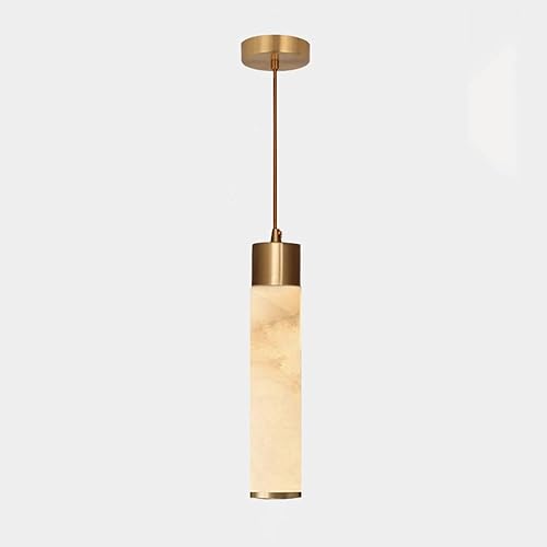 Nordic Retro Marble Pendant Lights, Modern 2 Pack Full Copper Ceiling Hanging Lighting, 3000K Warm Light Chandeliers for Kitchen Island Dining Room