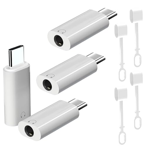Liaoan USB C to 3.5mm Headphone Jack Adapter, 3.5mm to USB C Adapter, Compatible with Phone17/ 16 Pro Max 15 Pro Max, Galaxy S24 S23 S22, Pixel, Pad Pro(4-Piece Set)
