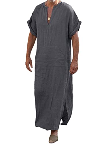 RTGSE Mens V-Neck Short Sleeve Caftan