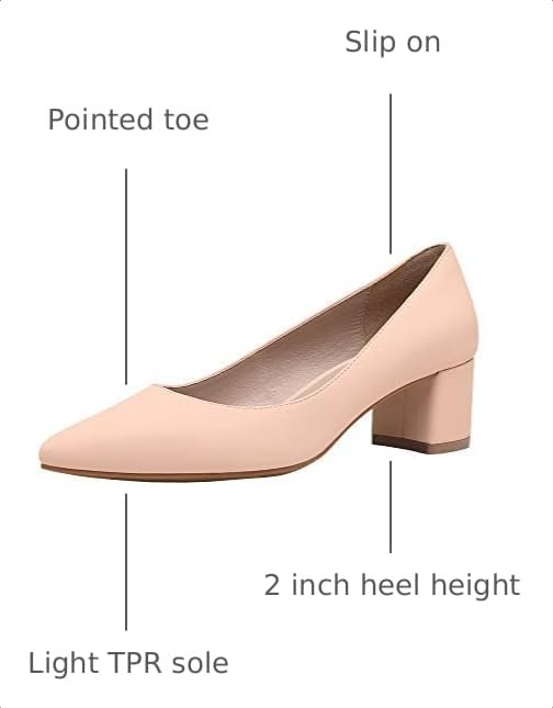 Image of DREAM PAIRS Women's Chunky Low Block Heels | 2 inch Chunky Block Heel, Closed Toe, Comfort Latex Padded Insole, Light TPR Sole, Working, Dress, Wedding Pumps Shoes