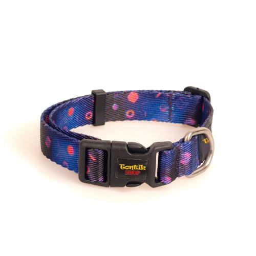 Handmade Purple Fiction Dog Collar - Tontik Shop Colorful wide collar for dogs made of woven fabric - 3 Sizes - For small, medium and large dogs -