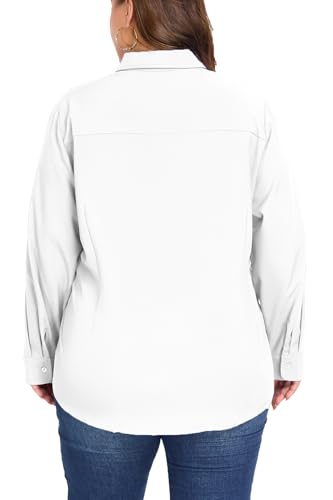 Plus Size Button Down Shirts for Women Long Sleeve Collared Casual Shirt Office Work Classic Blouse Tops XL-5XL3