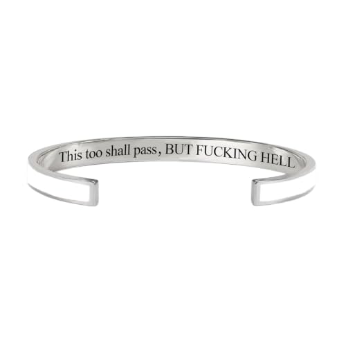 zoocco This Too Shall Pass Mantra Cuff Bracelet Encouragement Gift for Women Stress Relief Moments Friends Coworkers (A22)