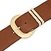 WHIPPY Women Wide Elastic Waist Belt for Dresses Fashion Gold Buckle Stretchy Leather Waistband for Ladies, Brown, Fits Waist 28
