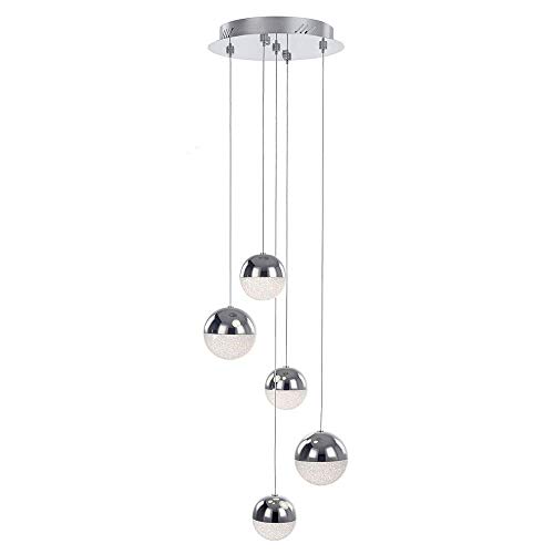 LITECRAFT Visconte Corona Ceiling Pendant Cluster Sparkle Ball LED 5 Light - Polished Chrome