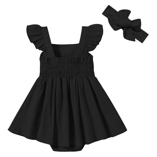 DREAM BUS Newborn One-piece Romper Dress Infant Ruffle Sleeveless Bodysuit with Headband Baby Clothes Baby Girl Jumpsuits2